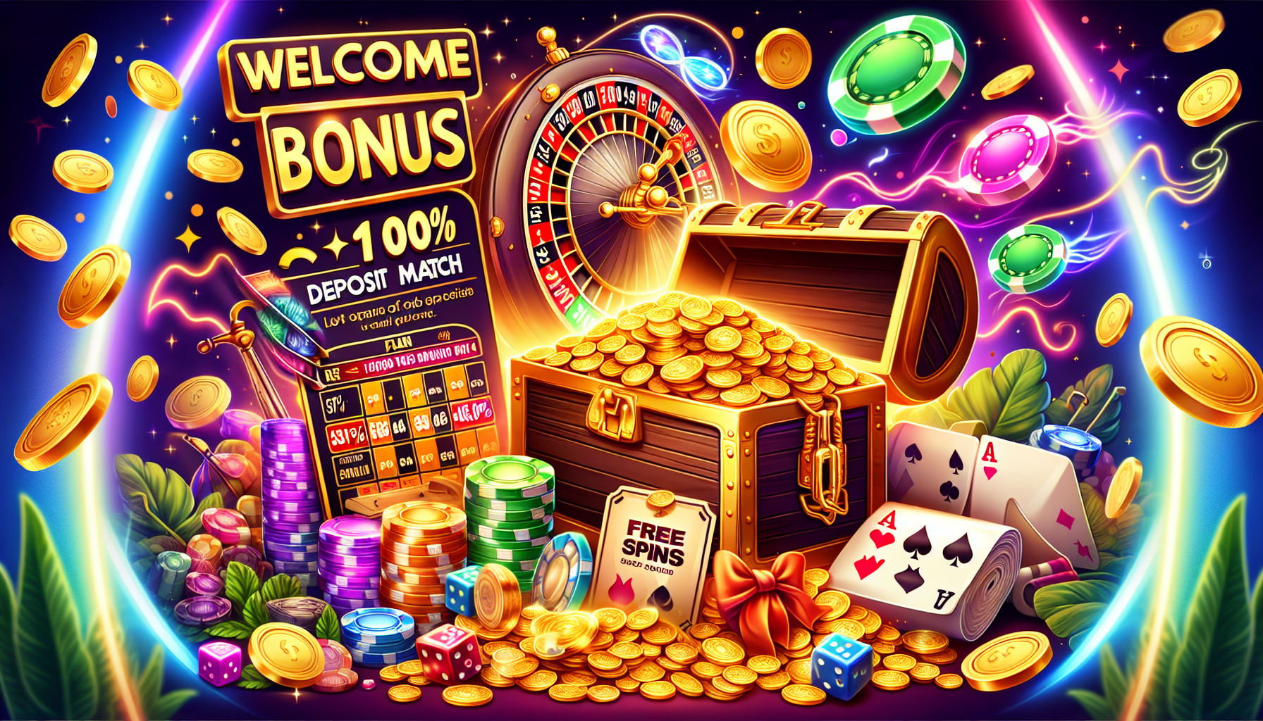 Illustration of welcome bonus and free spins